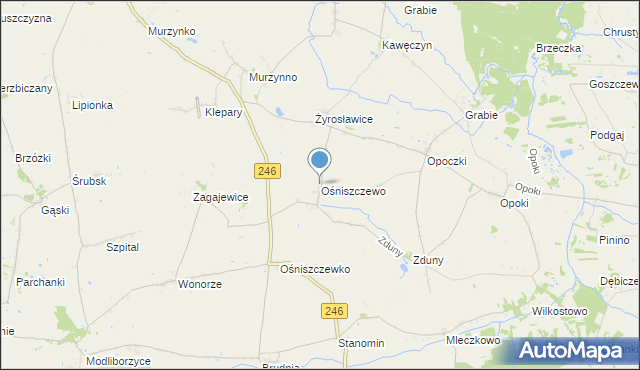 mapa Ośniszczewo, Ośniszczewo na mapie Targeo